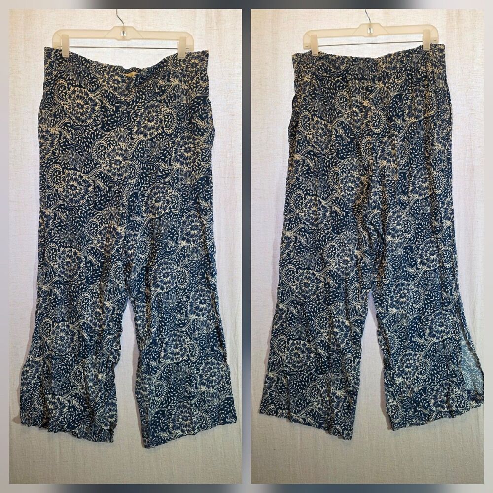MAEVE Anthropologie Women's Viscose Wide Leg Floral Resort Summer Casual Pant L